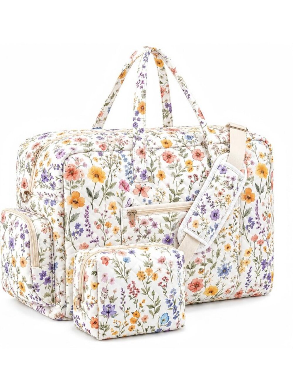 Quilted Weekender Duffle Bag for Women | Stylish Hospital Bag | Wildflower